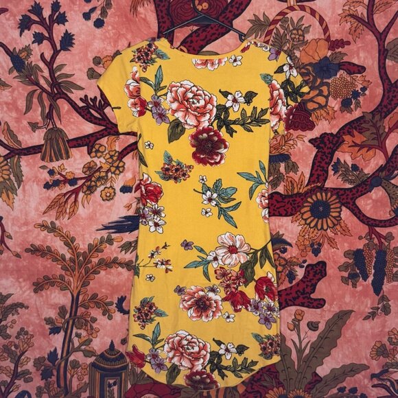 Yellow Floral Bodycon Dress - Picture 2 of 2